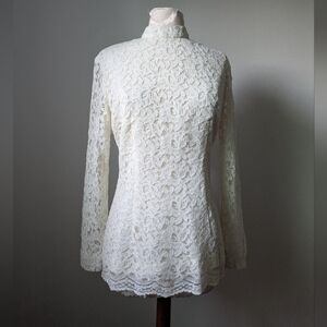 70s High Neck Lace blouse